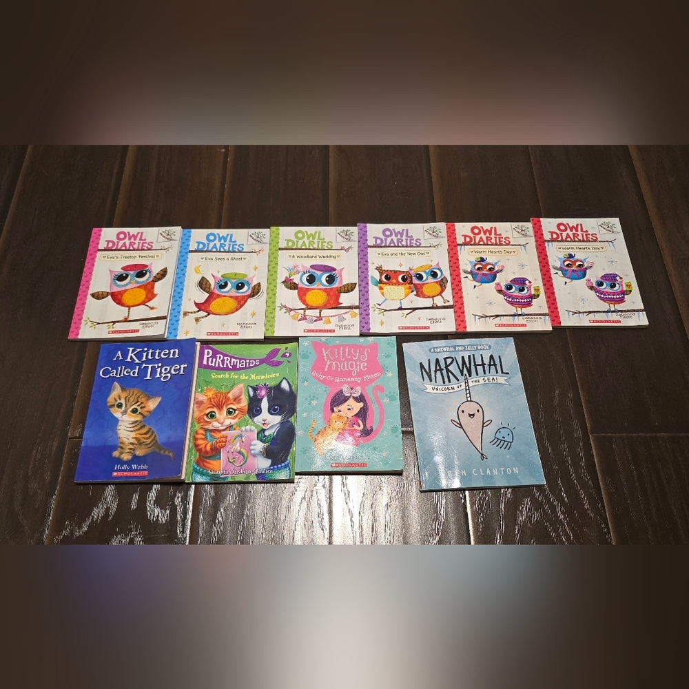 Owl Diaries Book Set 1-5 Scholastic Purrmaids Narwhal Kitty's magic 10 books